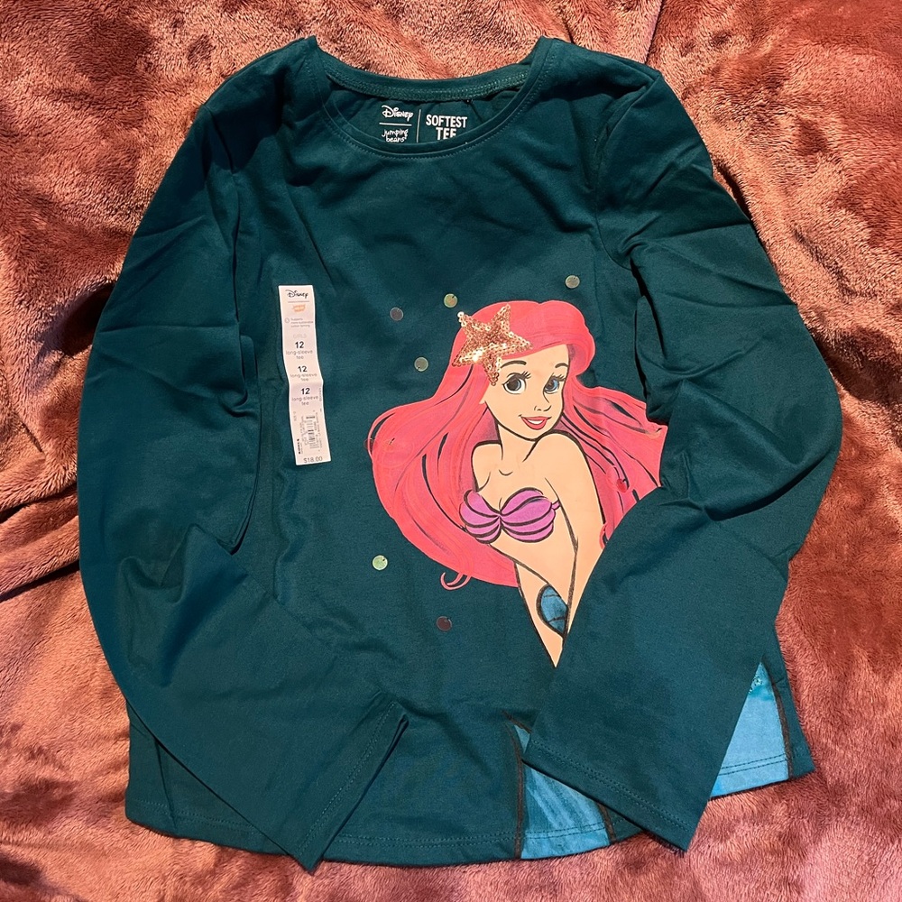 Disney Kids Ariel Green Long Sleeve Tee